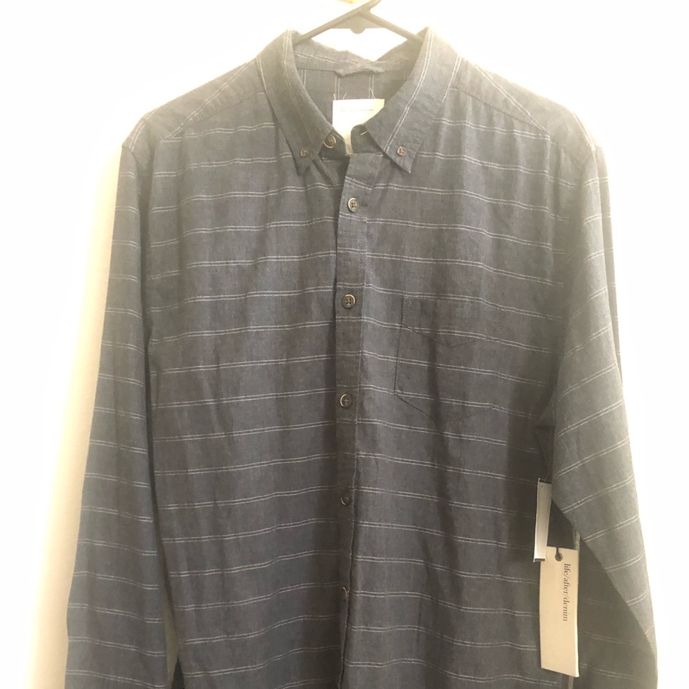 Mens life/after/denim long sleeve button up top.